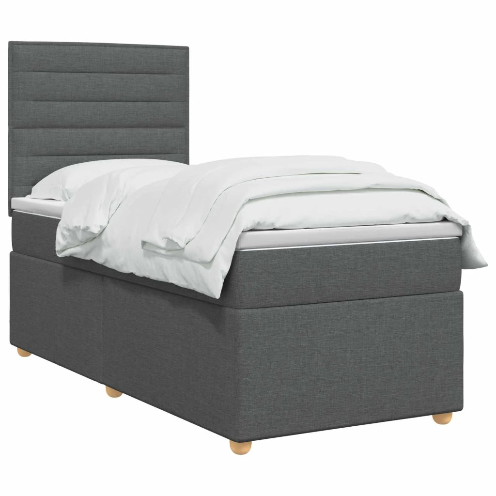 Letto Box Spring LED con Materasso Grigio Scuro 90 x 190 cm 3455442