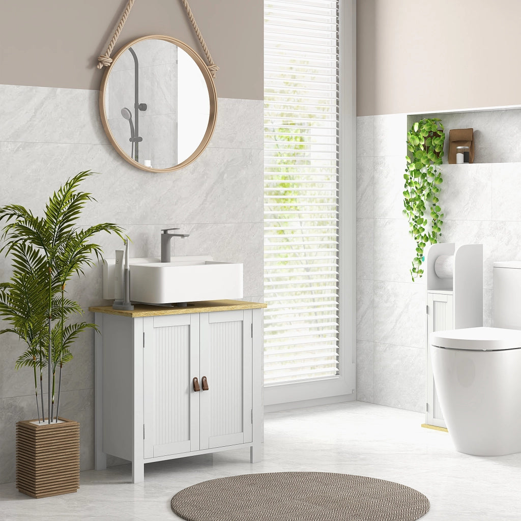 Mobile sottolavabo da bagno ¨C Xylo ¨C bianco, 2 ante, ripiano regolabile, 60x30x60 cm