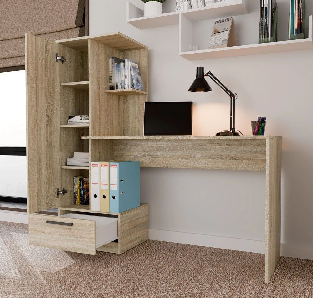 Set scrivania + scaffale COSMO rovere sonoma