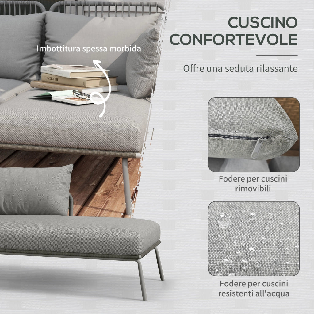 Set da Giardino in Rattan ¨C Minimal ¨C Grigio Chiaro
