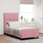 Letto a molle con testiera Rosa 90 x 190 cm Velluto 3344980