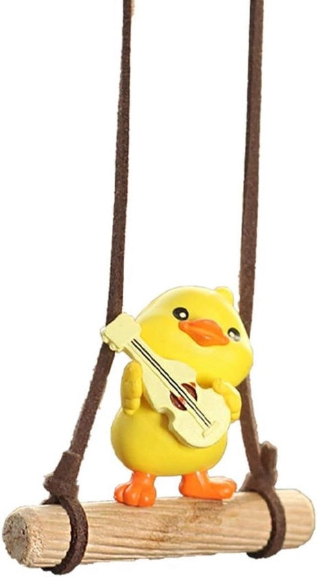 Accessori per auto - Sostegno per retrovisore con uccellino giallo e chitarra