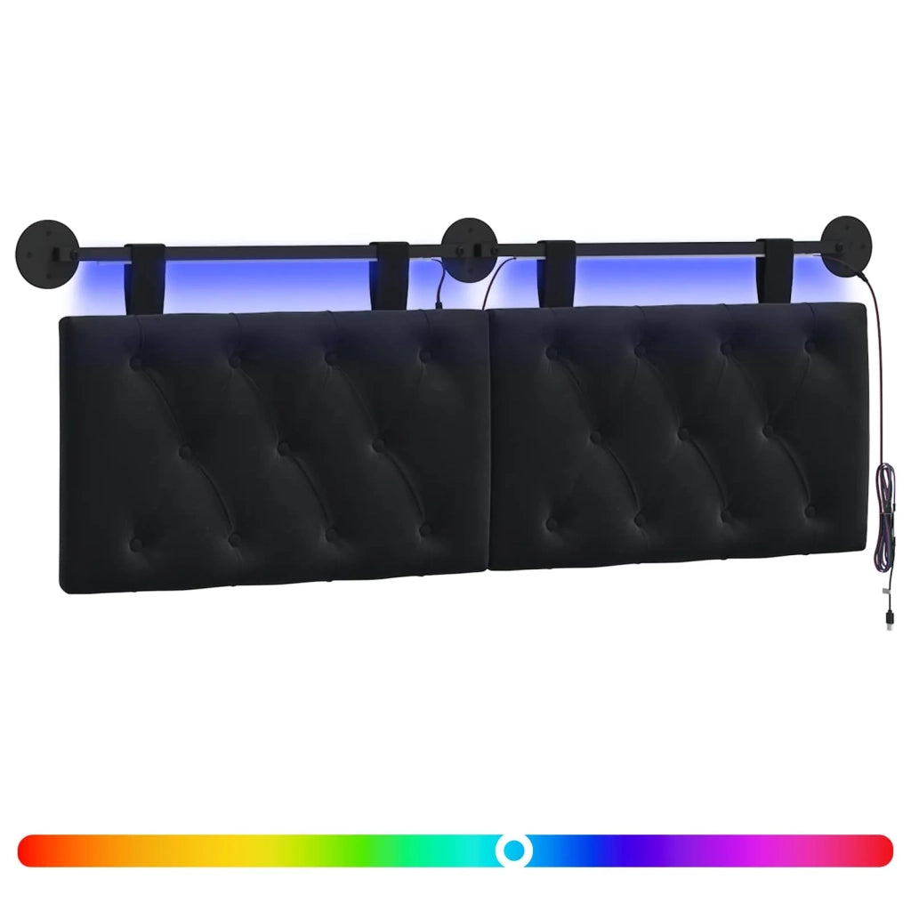 Testiera sospesa Con luce LED Nero Velluto 3424643