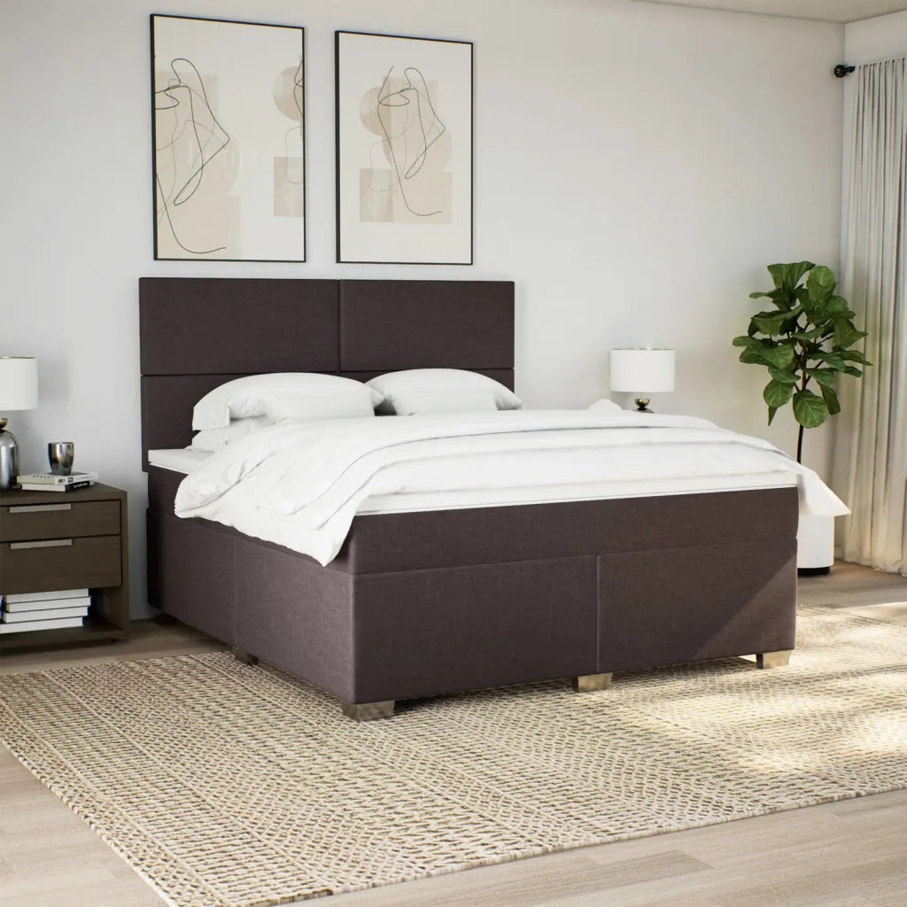 Giroletto a Molle con Materasso Marrone Scuro 180x200cm Tessuto