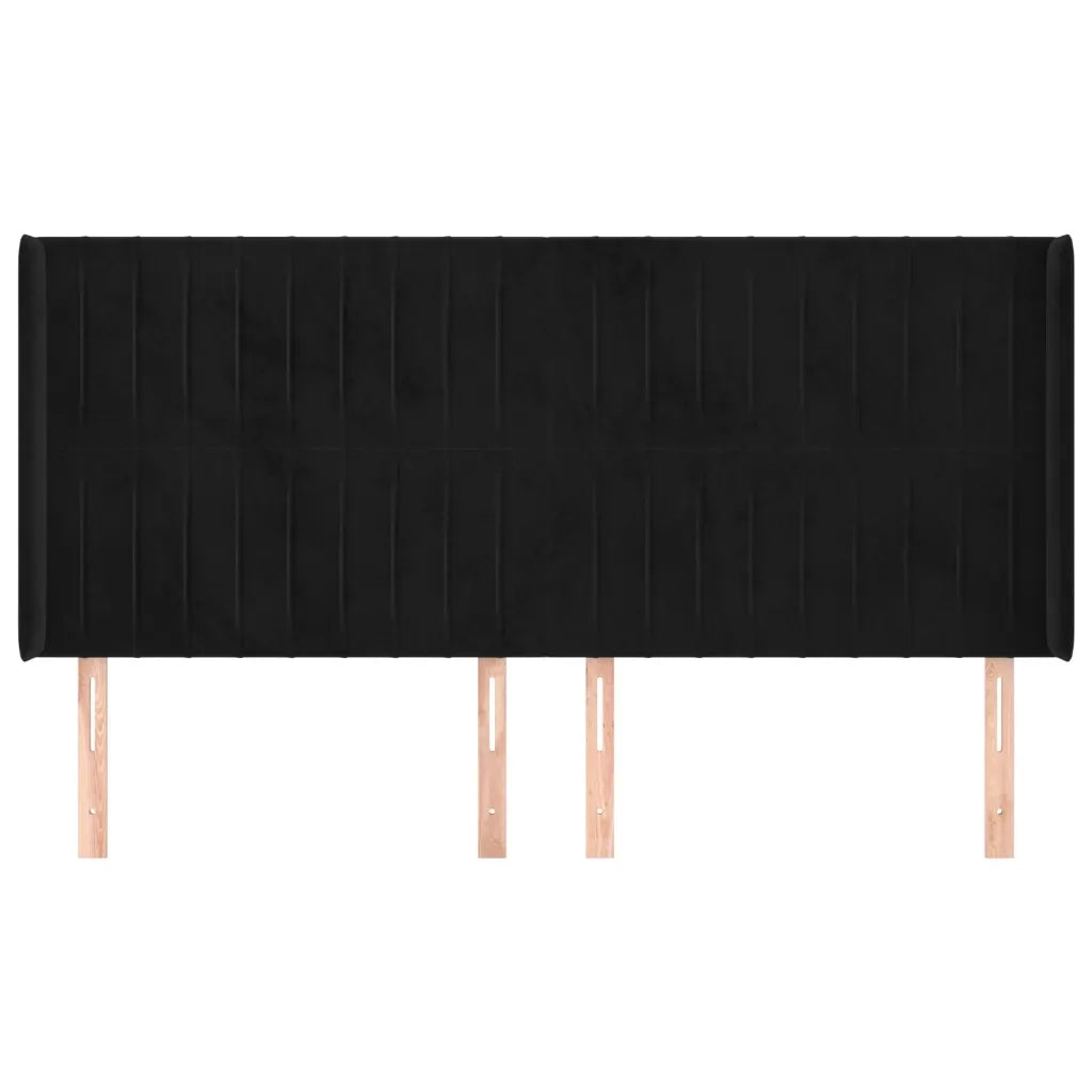 Testiera ad Orecchio-Testata con Orecchie Nera 163x16x118/128 cm in Velluto 622425