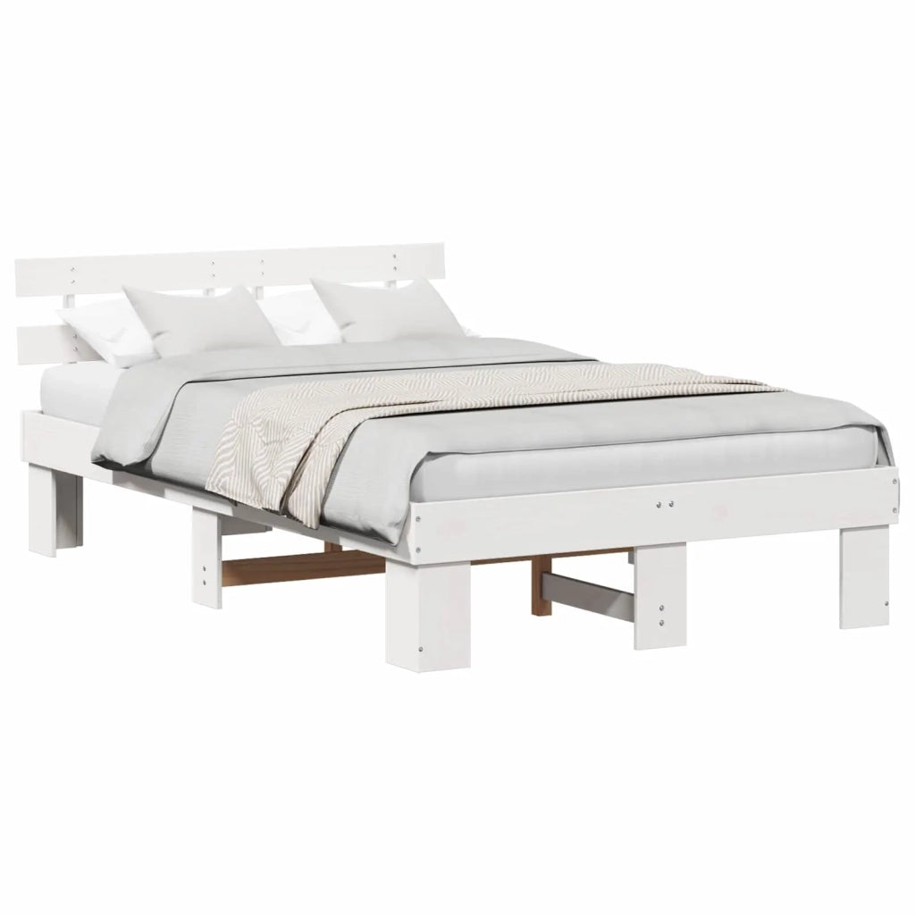 Letto matrimoniale | Letto per adulti | Struttura del letto Bianco 120 x 200 cm Pino massello