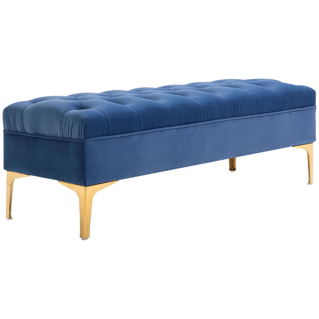 PANCA Imbottita 118 x 45 x 42 cm Blu/Oro in legno