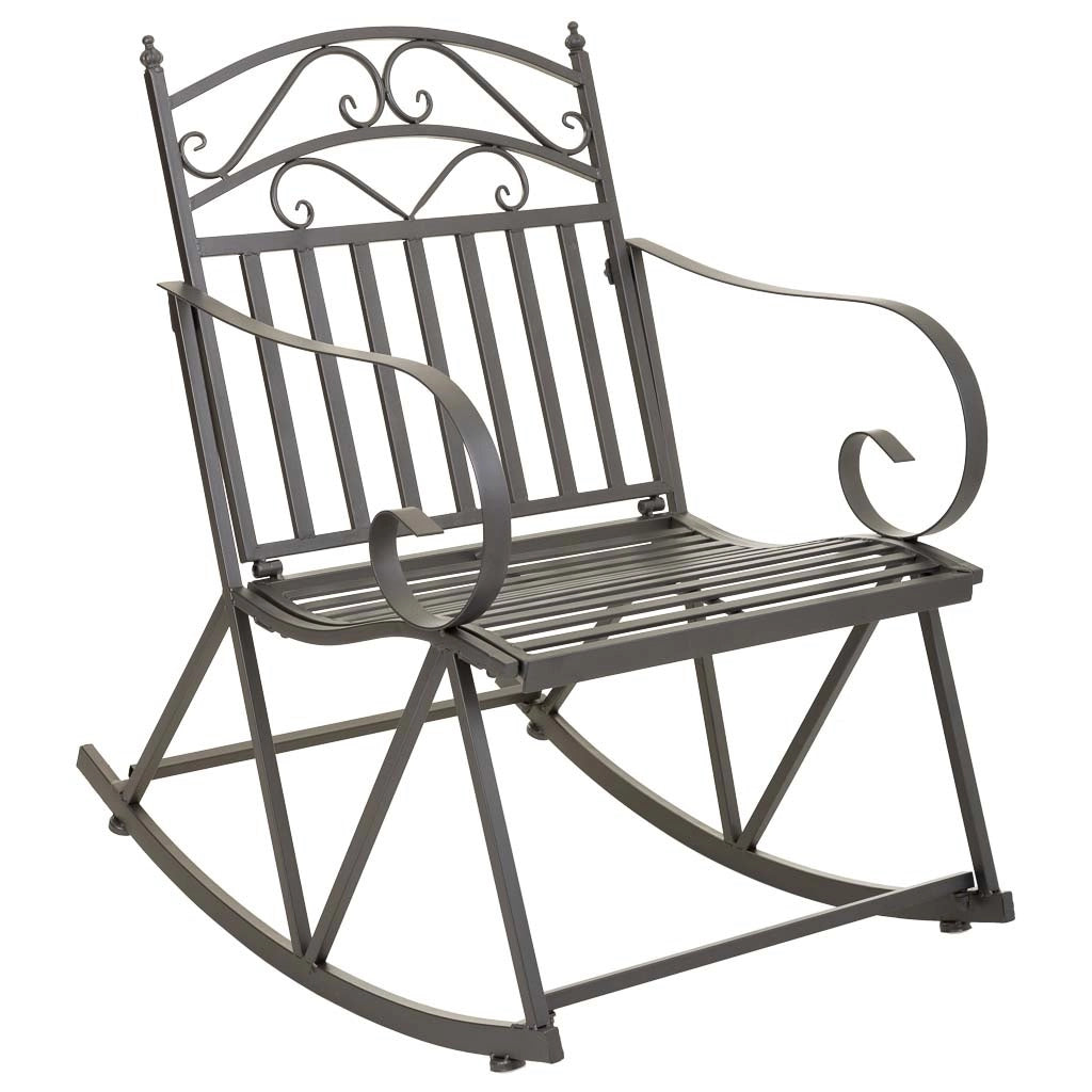 Sedia a dondolo in ferro battuto grigio 55x45x91h cm