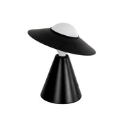 Lampada da tavolo in vetro bianco e acciaio nero