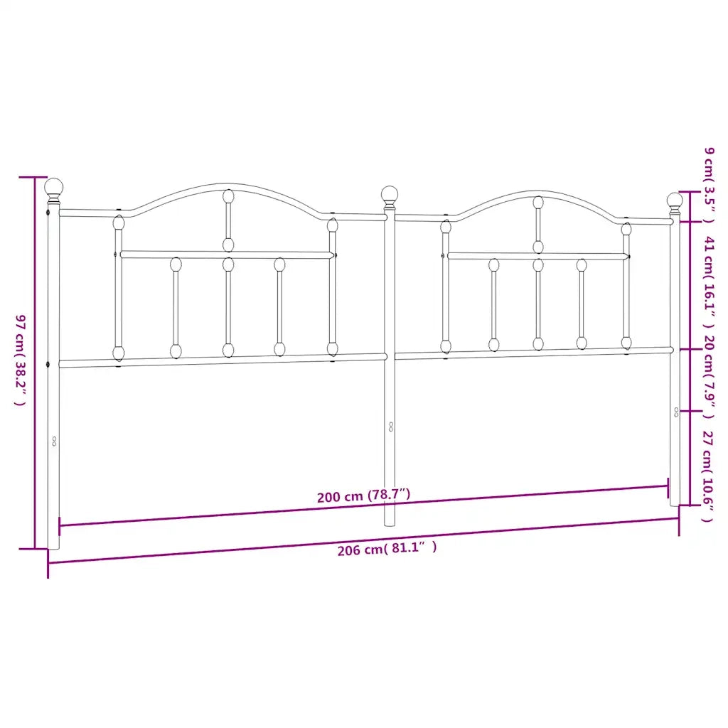 Testiera di Ricambio in Metallo Nero 200 cm 353477