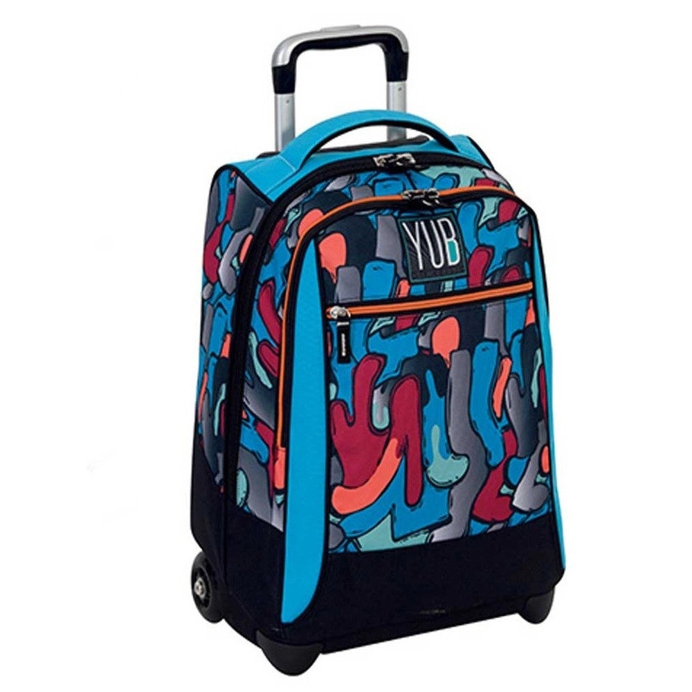 Trade Shop - Zaino Trolley Yub Murales Boy Blu Fantasia Ragazzi Scuola Viaggi -