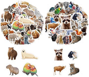 Sticker animali 100 pezzi - Riciclabili - Impermeabili - Autoadesivi - Multicolore - Educativi e Creativi - Etichette autoadesive