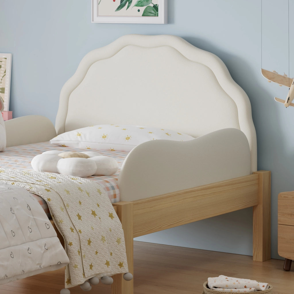 LETTO imbottito per bambini 90x200 cm Beige e Naturale