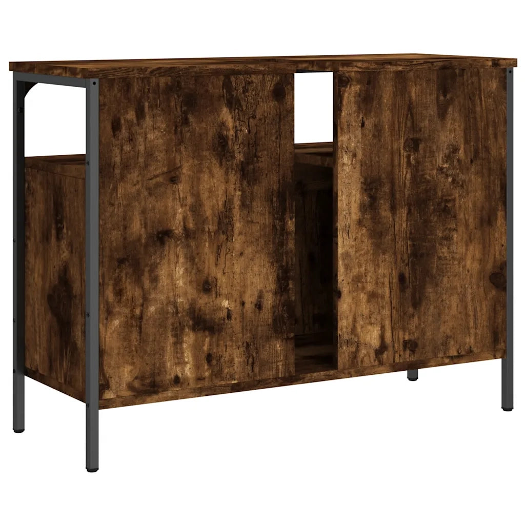 Mobile Lavabo Bagno-Armadietto da bagno Rovere Fumo 80x30x60 cm Legno Multistrato 880050