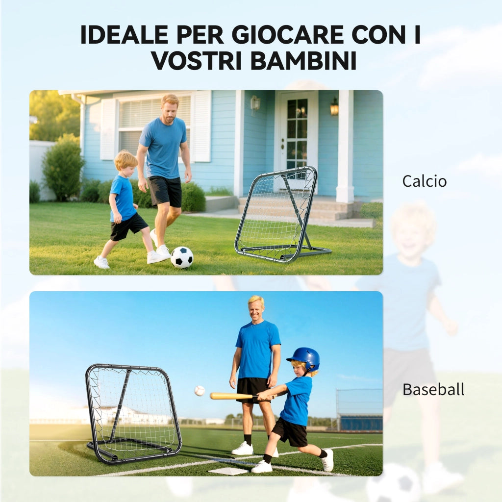 Rete da Calcio a Rimbalzo Regolabile ¨C Minimal ¨C 78x84x65-78 cm
