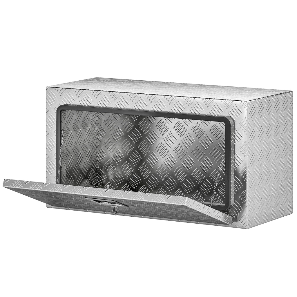 Cassetta Attrezzi 96L in Alluminio con Serratura ¨C Zephmum ¨C Argento 76.2x35.5x40.6 cm