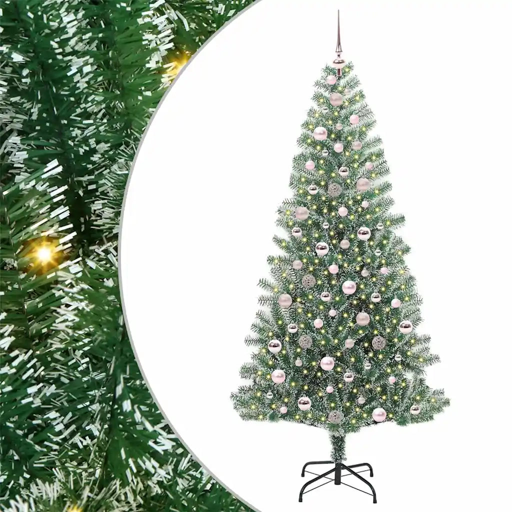 Albero di Natale | Decorazioni natalizie Artificiale Imbiancato con Luci LED 210 cm