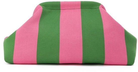 Clutch per donna con stile per una serata in ristorante, con disegno a strisce, ideale per una vacanza in spiaggia, con tessuto a maglia e intreccio
