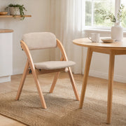 Chaise pieghevole set da 2 con seduta imbottita e fodera rimovibile in legno massello per cucina e ospiti kaki