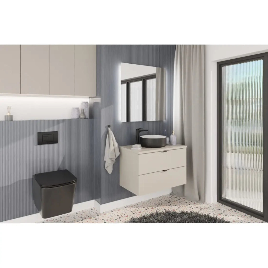 Mobile sottolavabo BELLA 80 cm – Colore marrone congo – Finitura opaca e design sospeso
