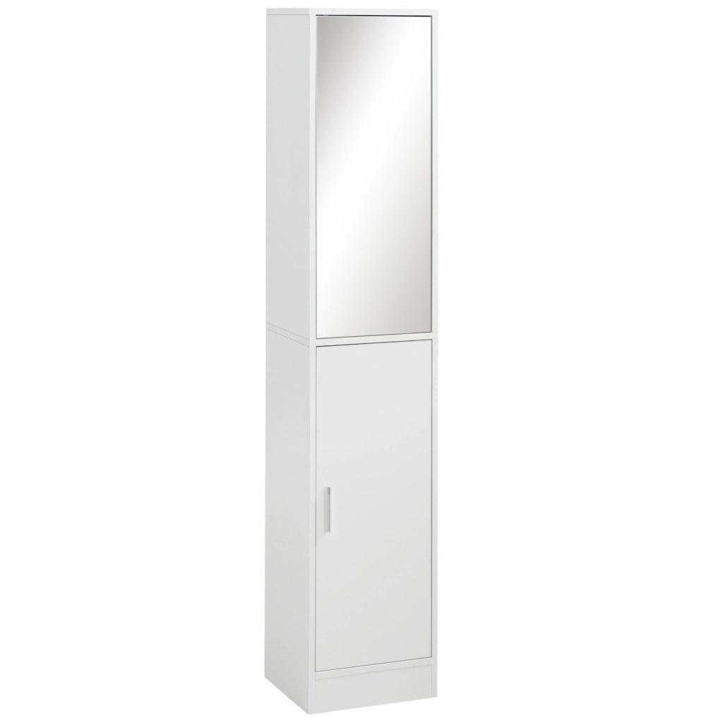Mobile Colonna Bagno 5 Ripiani ¨C Xylo ¨C Bianco Legno Specchio 32x28x162 cm