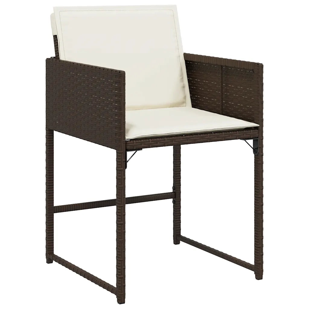 Set da Pranzo da Giardino 13pz con Cuscini Marrone Polyrattan