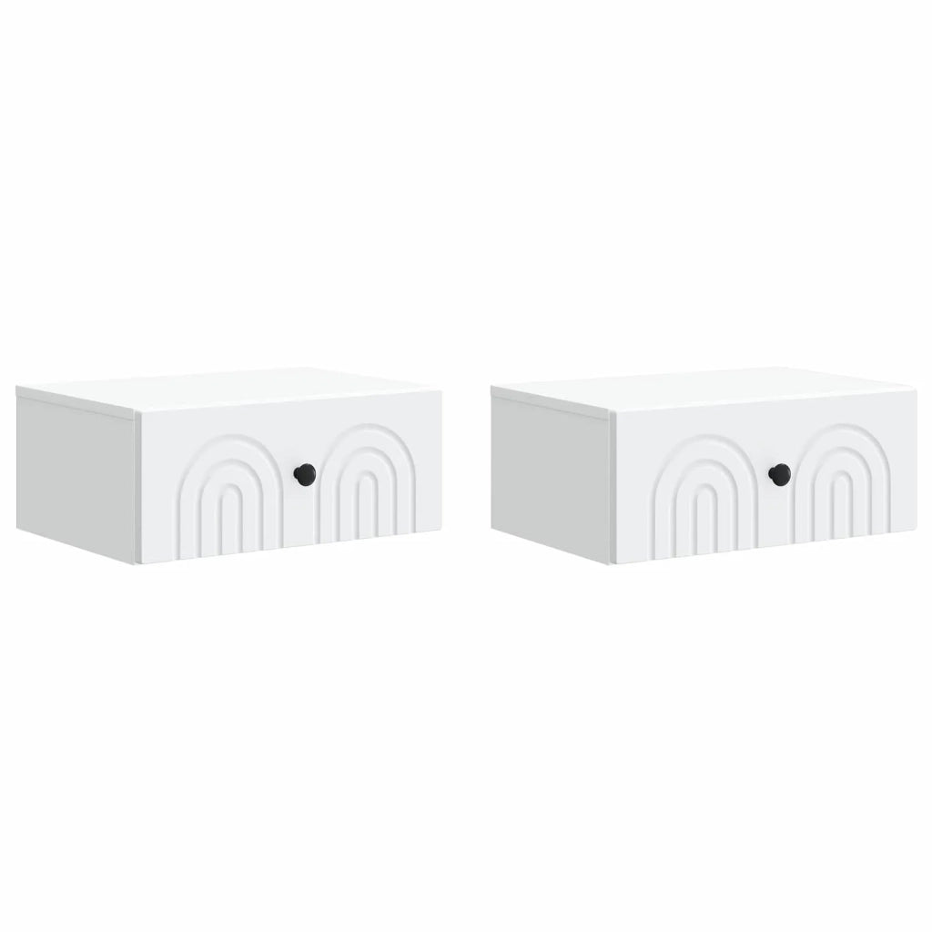 Set di 2 Comodini | Armadio da Notte | Mobiletto da notte a muro Bianco 49 x 34,5 x 20 cm