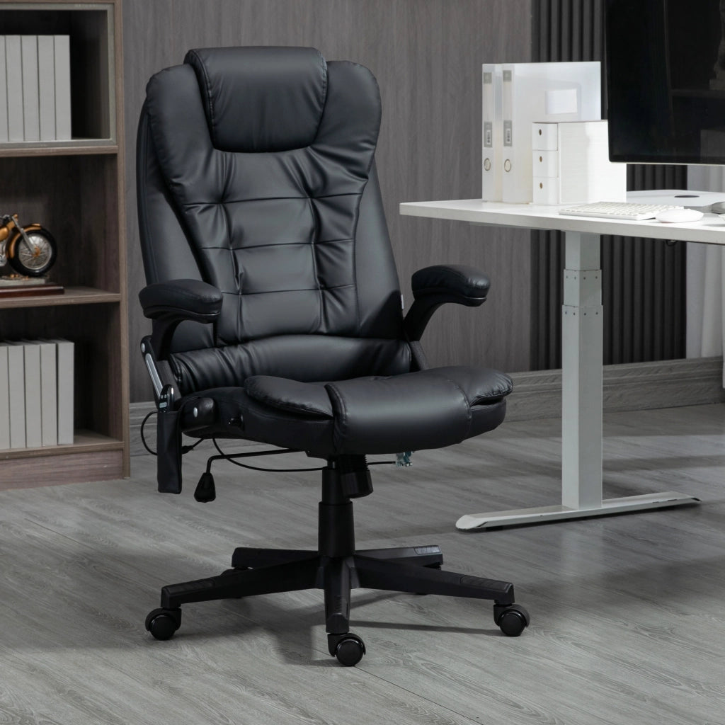 Poltrona Massaggiante Elettrica con Riscaldamento ¨C Minimal ¨C Pelle Sintetica, Nero
