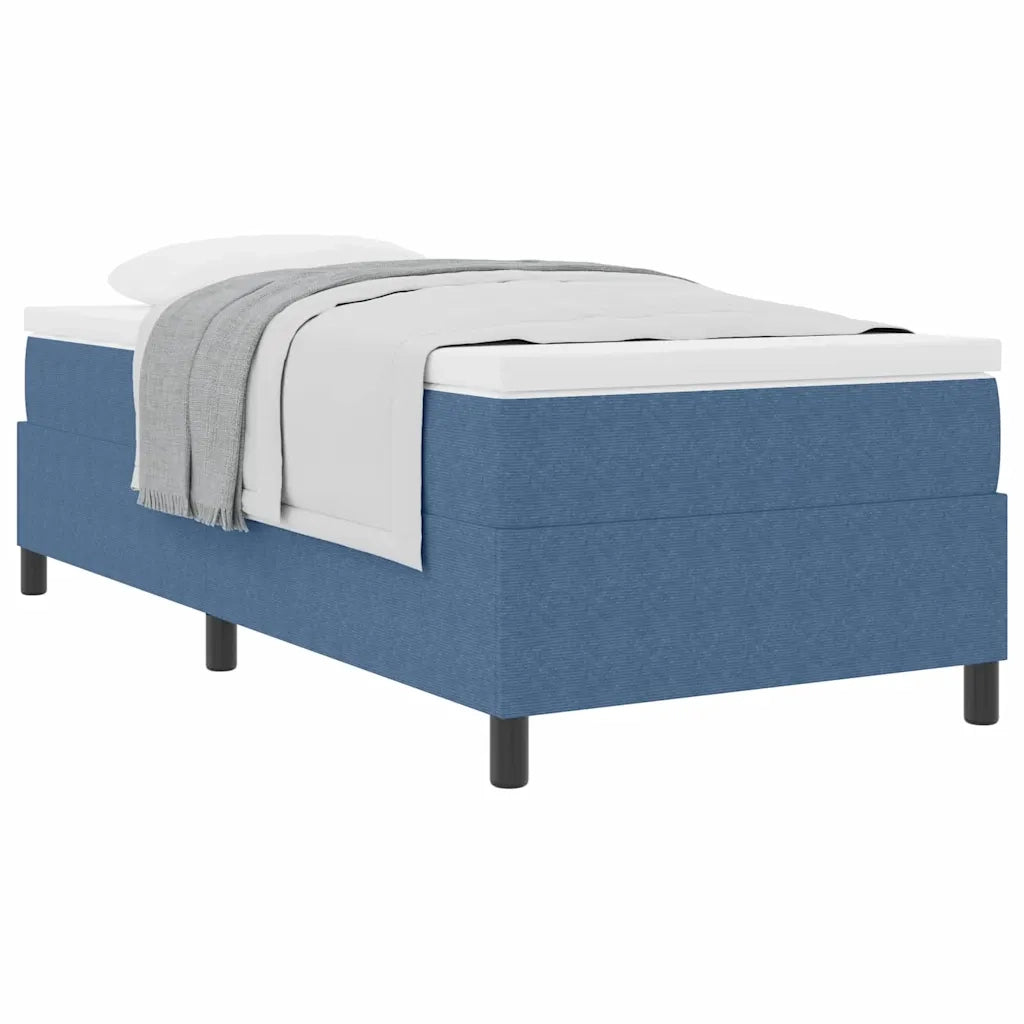 Letto singolo | Letto per adulti | Letto a molle Blu e Bianco 90 x 200 cm Tessuto in Cords