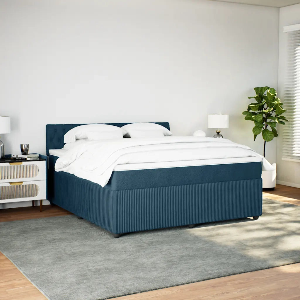 Giroletto a Molle con Materasso Blu 180x200 cm in Velluto 3290116