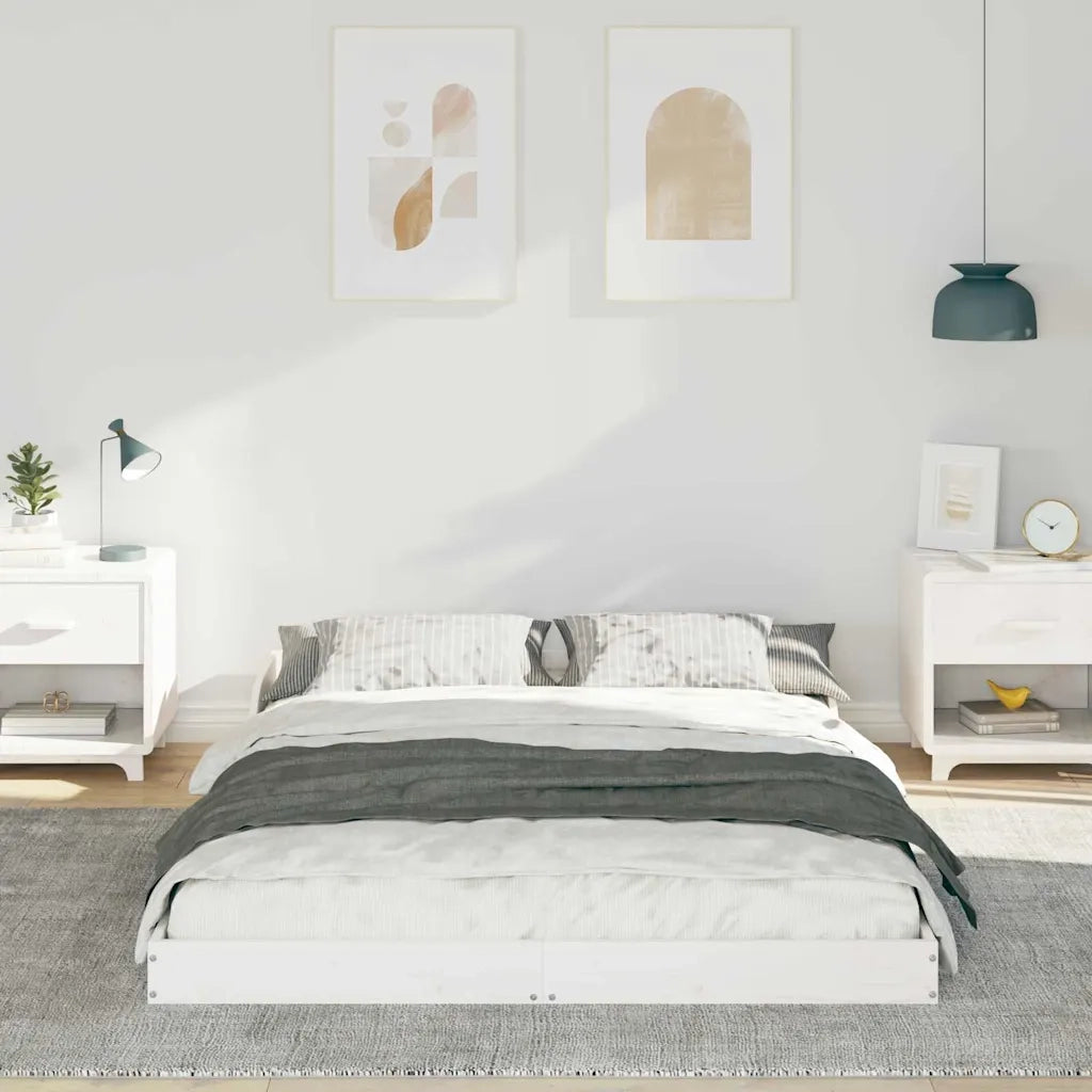 Struttura del letto Bianco 140 x 190 cm Pino massello 873320