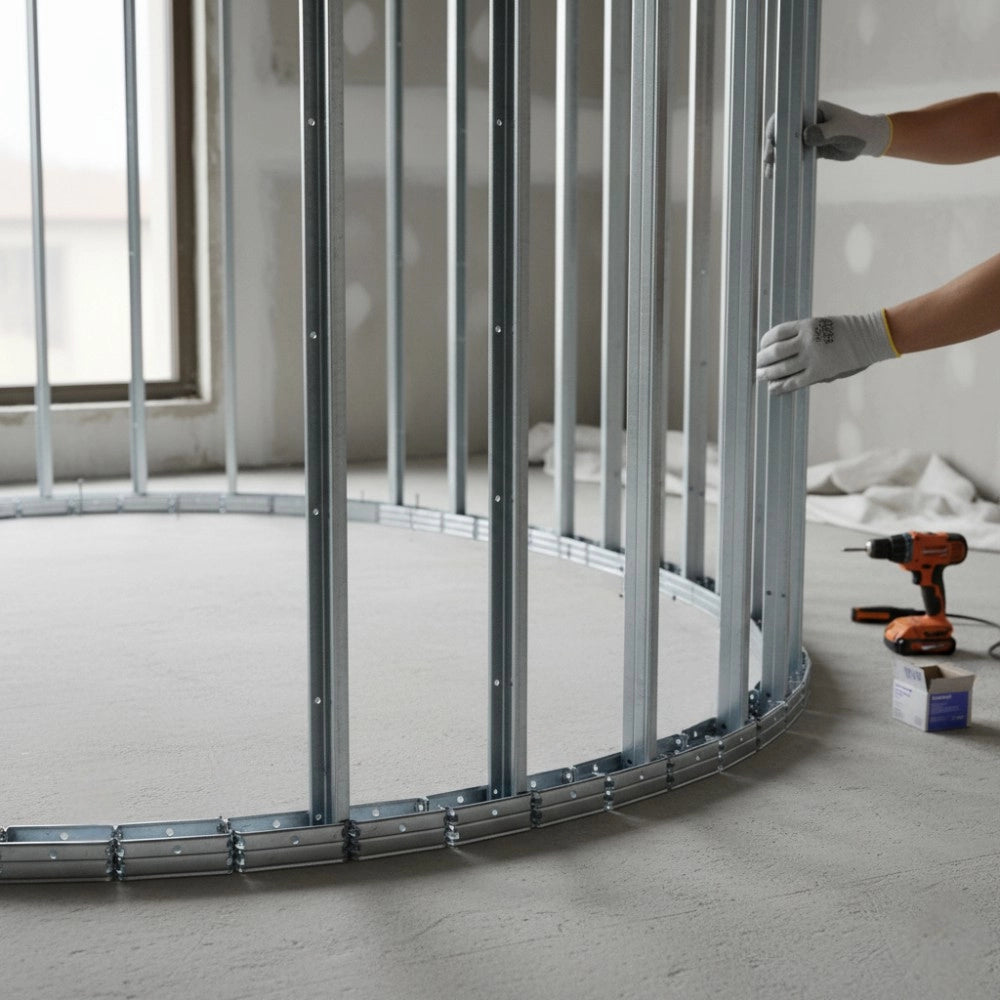 Guida profilo in lamiera zincata flessibile per strutture curve 1,5 m *** misure 29 x 29 x 29 mm, confezione 1