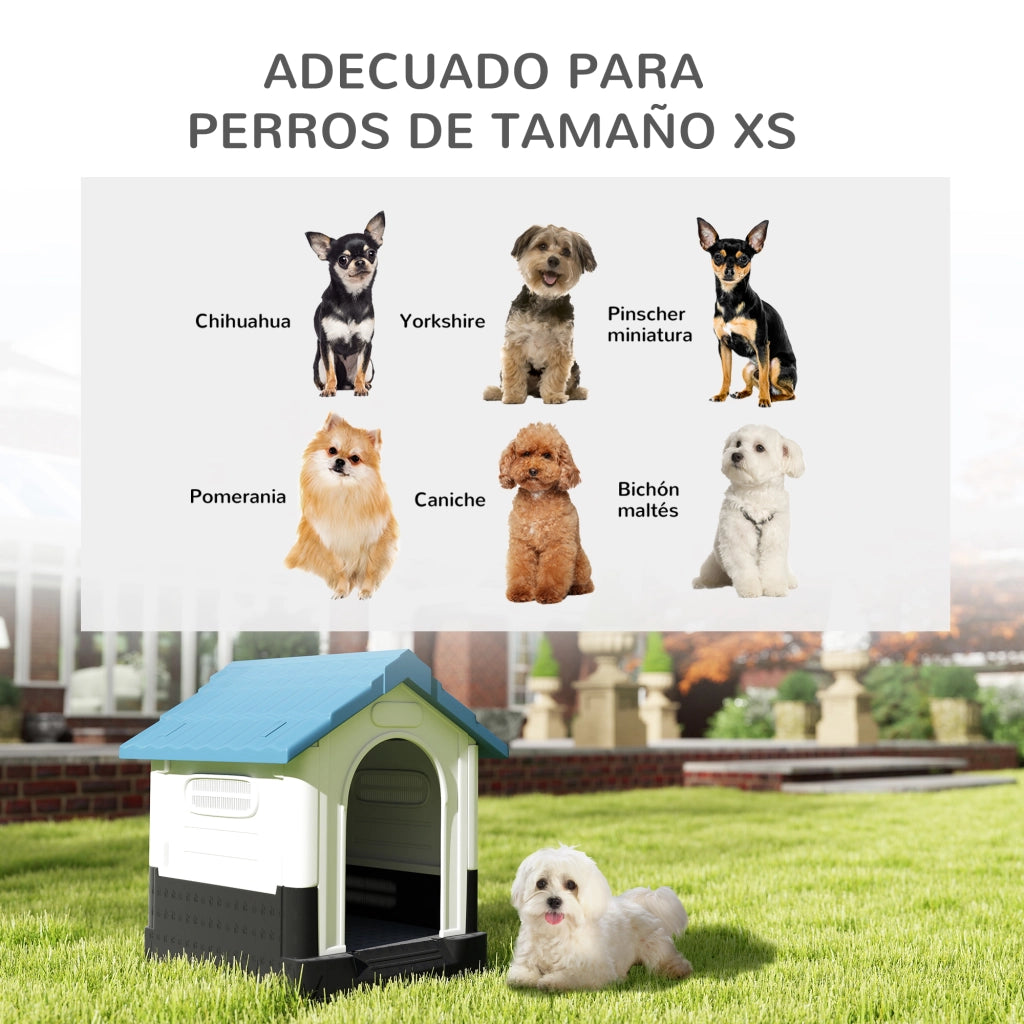 Cuccia per Cani Mini da Esterno ¨C Xylo ¨C Plastica Blu 64,5x57x66 cm