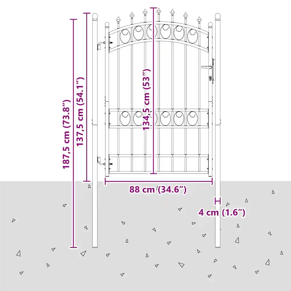 Cancello della recinzione con punte EMMEN 170 x 100 cm 42008990