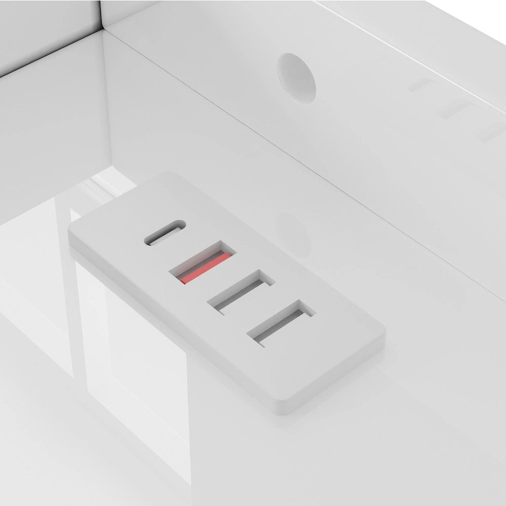 Letto a Scomparsa con Cassetti, LED e Presa USB ¨C Xylo ¨C Bianco Lucido 140x200