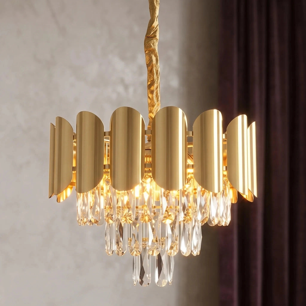 Lampada A Sospensione In Cristallo Swe099-cp 40cm Gold