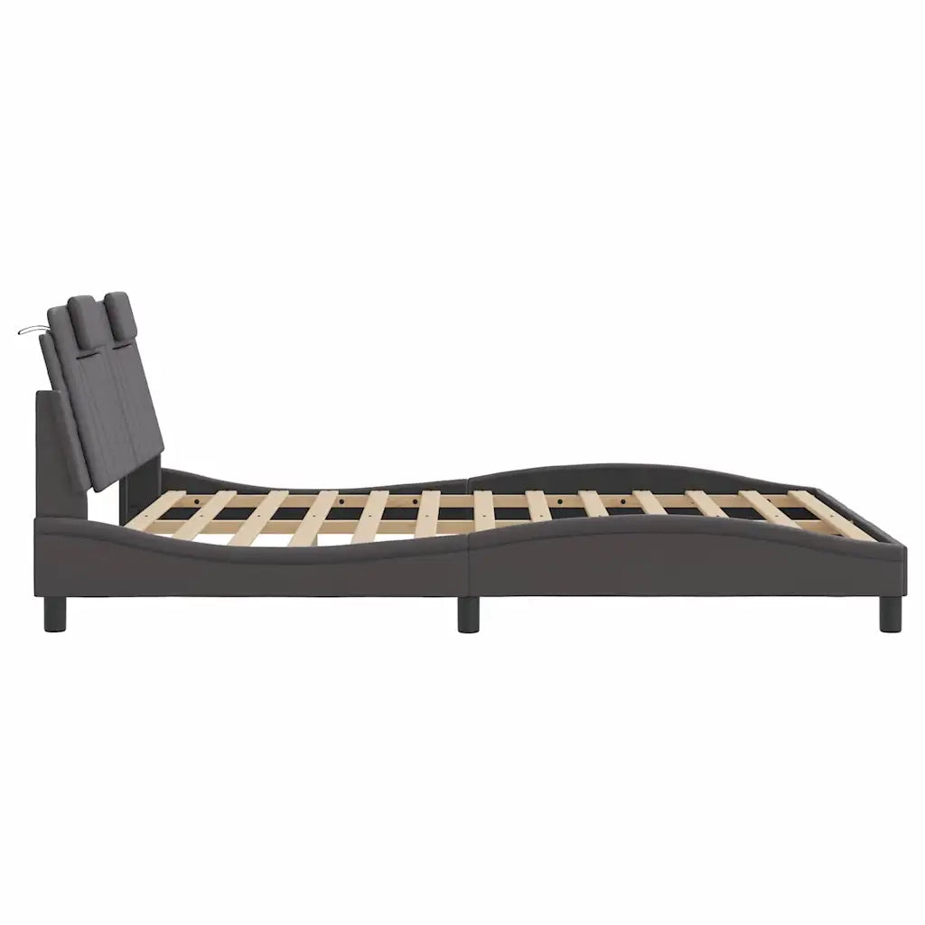 Giroletto Viana senza Materasso-Struttura Letto Grigio 160x200 cm in Similpelle