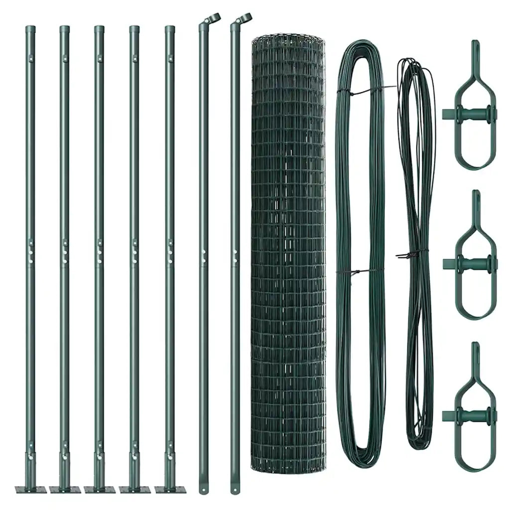 Recinzione da Giardino | Recinzione con pali. Verde 1.5 x 10 m Acciaio