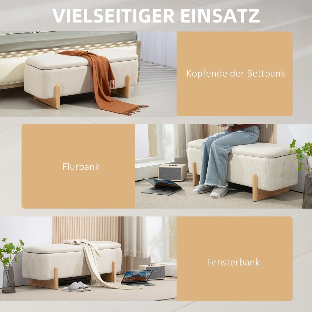 Poltrona pouf con schienale e contenitore ¨C Minimal ¨C crema 111x44x44.5cm