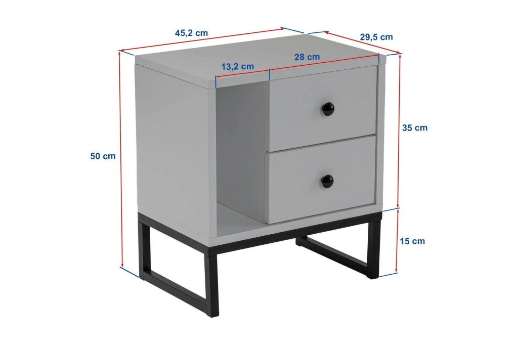 Comodino Rhiannon, Comò basso, Tavolino da notte, Mensola da letto, 45x30 h50 cm, Beige e Oro