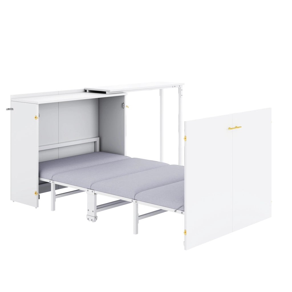 Letto pieghevole con scrivania materasso girevole e ruote risparmiante spazio ideale per camere da letto piccole ospiti e home office