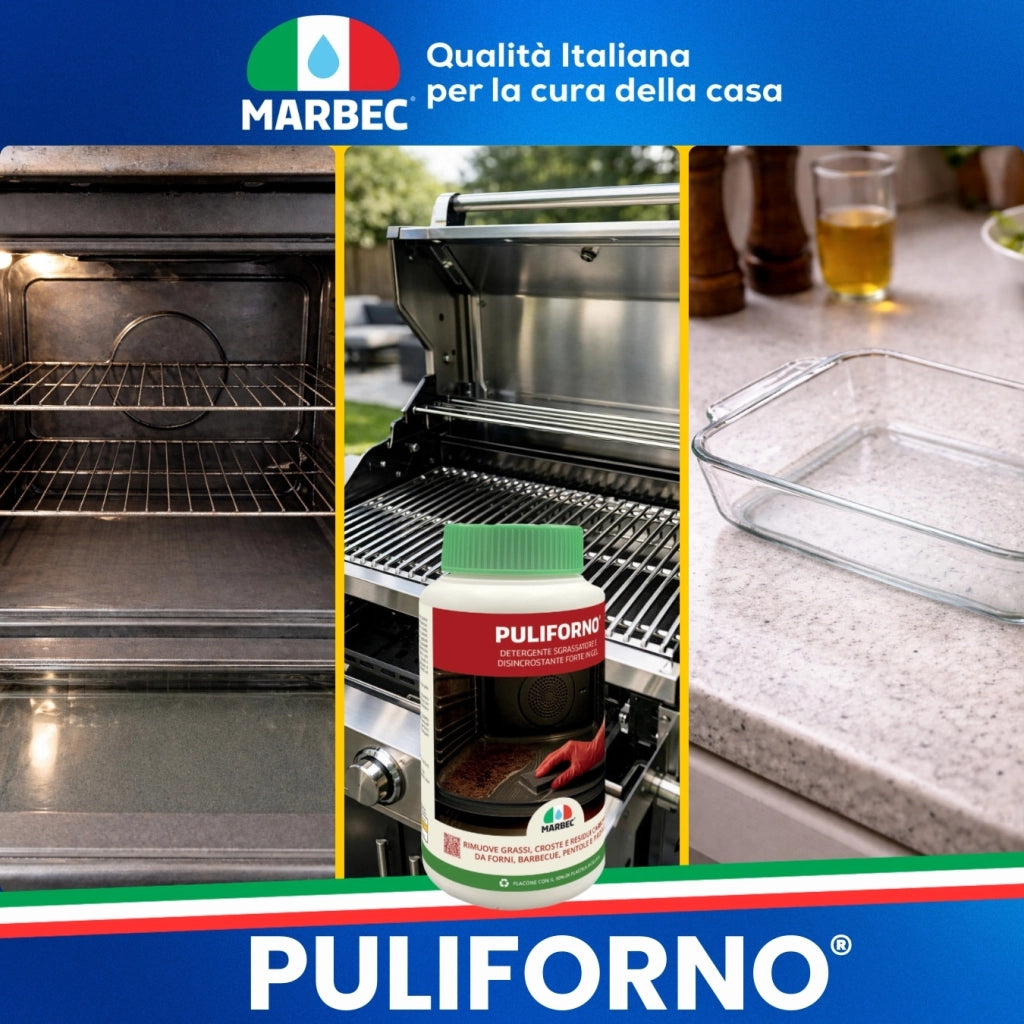 Detergente gel disincrostante potente, pulizia profonda forni e barbecue Marbec PULIFORNO® - 1KG