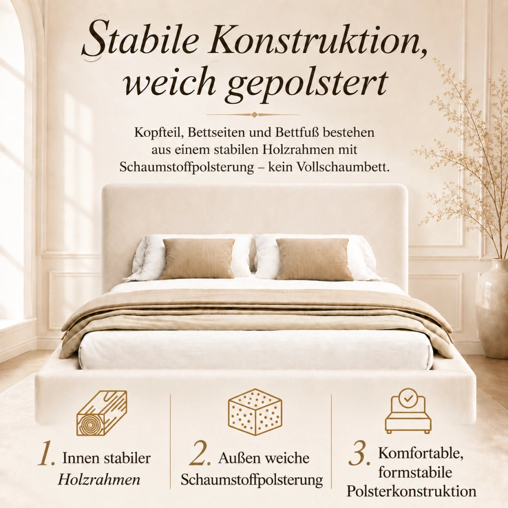 letto imbottito chenille beige 180 x 200 cm