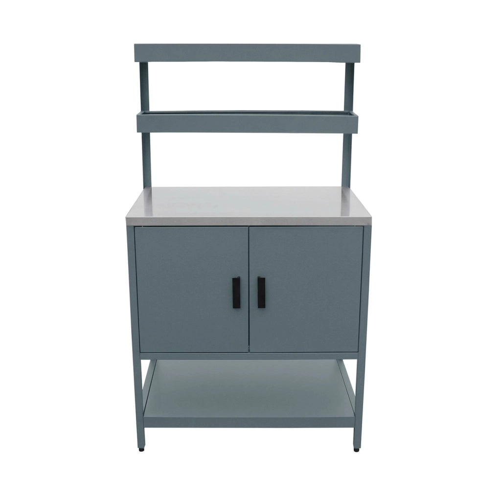 Mobile da esterno in acciaio con 2 ripiani sospesi e 2 ante, 80cm, blu