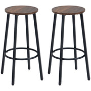 Set di 2 sgabelli da bar industriali con poggiapiedi, struttura in acciaio, seduta effetto legno, 42 x 42 x 65 cm, marrone