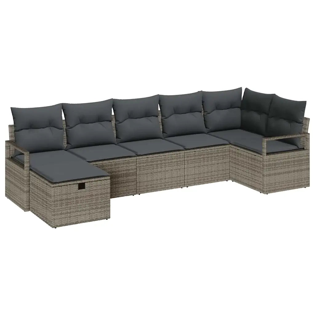Set di divani con cuscino 7 pcs Grigio polyrattan