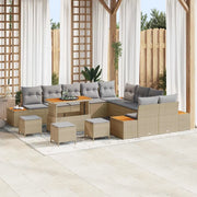 Set Divano da Giardino con cuscino 14 pcs Beige Poly Rattan