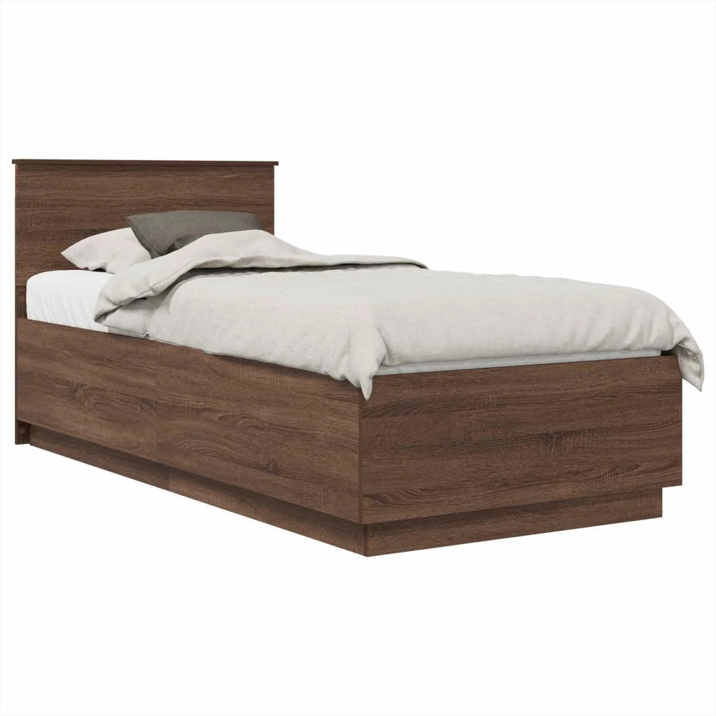 Struttura del letto con testiera Rovere Marrone 70 x 190 cm 3408221