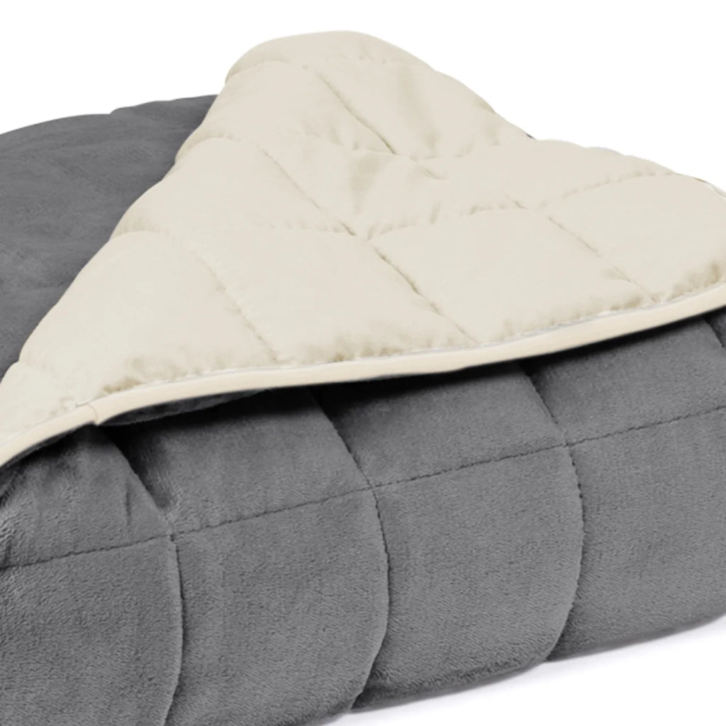 IDMarket - Manta lastrada 150x200 CM CELESTE bicolor gris y crema 7 kg