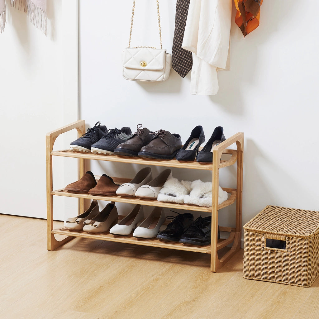 Portascarpe in bamb¨´ a 3 livelli ¨C zephmum ¨C naturale 76x33x51